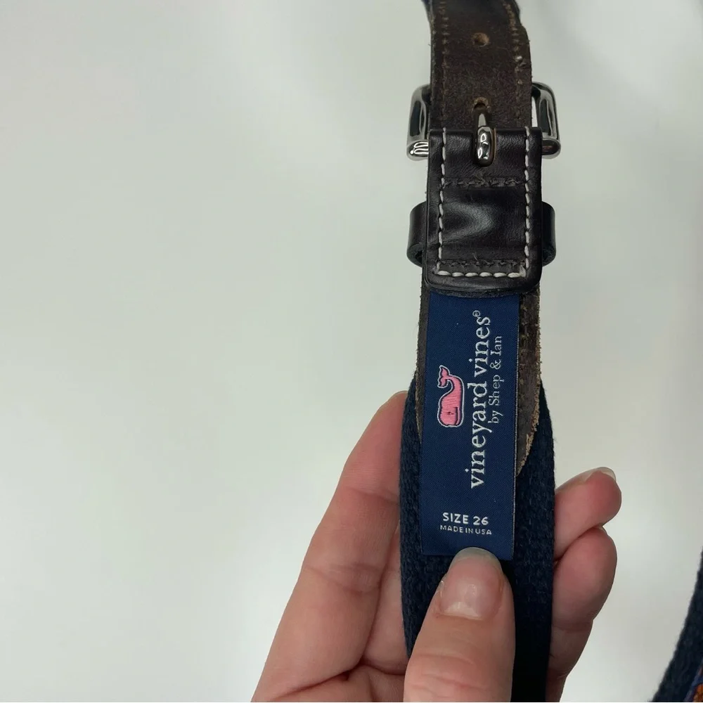 Vineyard Vines Classic Canvas and Leather Whale Basketball‎ Kids Belt size 26
